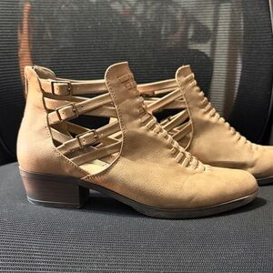 JustFab Brown Strappy Ankle Booties